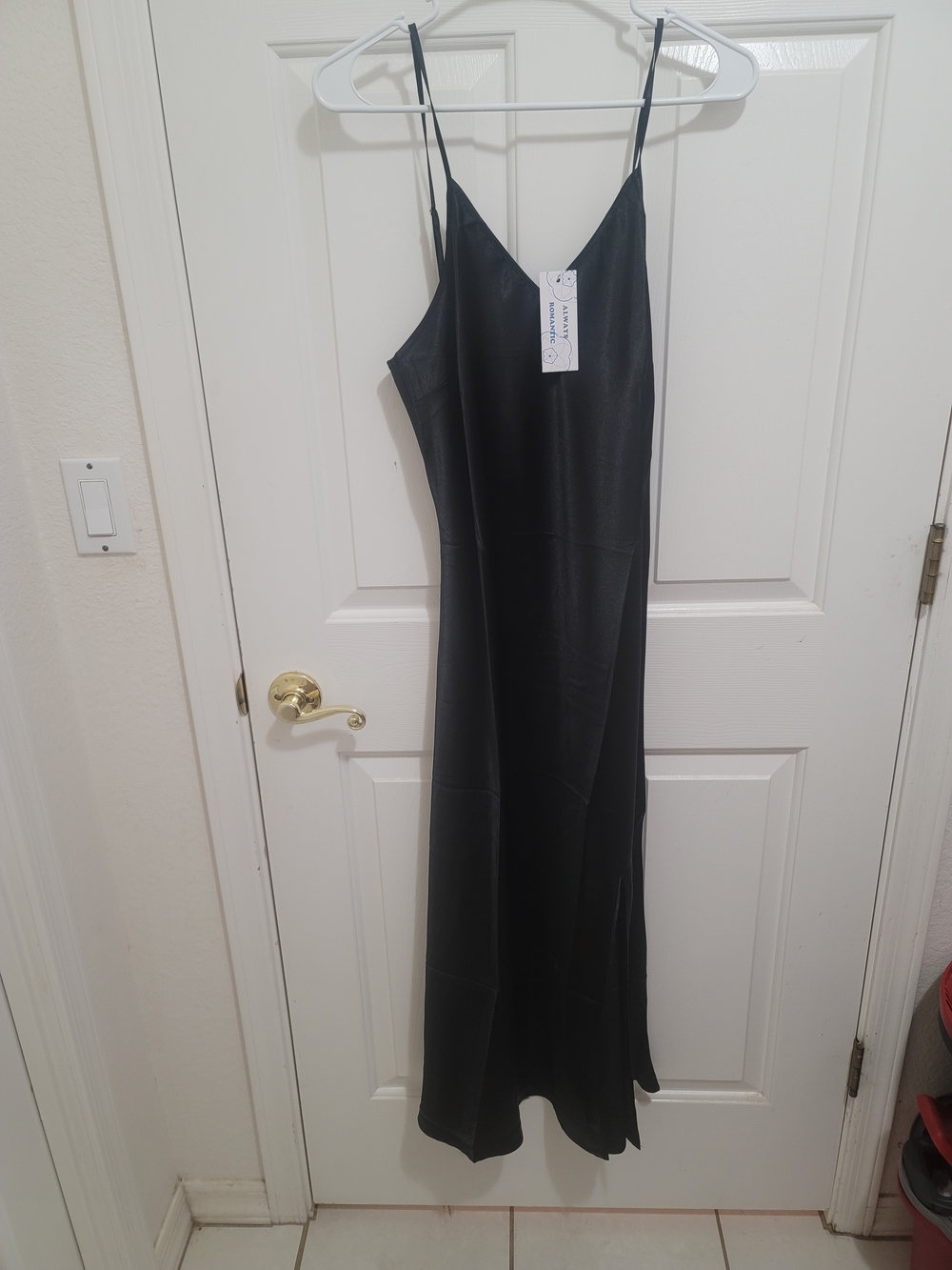 NEW NWT Black Slip Dress with Spaghetti Straps